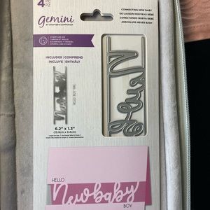 Crafters Companion. New baby die cut and clear acrylic stamps Hello, boy, girl.